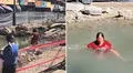 Peruana deja en shock a usuarios de TikTok luego de bañarse en medio de una construcción: “No era una piscina”