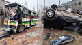 Impactante choque entre cúster y auto en la avenida Néstor Gambetta deja 11 heridos en Ventanilla