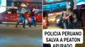 Policía salva a hombre de ser atropellado cuando intentaba cruzar la Panamericana Norte