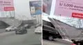 Cae enorme letrero en plena autopista de Cerro Centinela en Surco tras fuertes vientos en Lima
