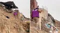 Censista sube con cuidado a lo alto de un cerro para llegar a una vivienda y en redes reaccionan: “Va a censar a Diosito”