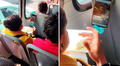 Mujer usa bolsa para sostener su celular y ver videos mientras come en bus: "Exijo un tutorial", bromean usuarios
