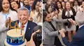 César Acuña aplaza conferencia de prensa para celebrar su cumpleaños y bailar con funcionarias