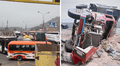 Camión se vuelca tras chocar con bus en Ancón: accidente deja un herido y caos vehicular en la Panamericana Norte