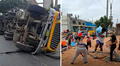 Tráiler lleno trigo se vuelca tras accidente en el Callao: vecinos llegaron hasta con carretilla para saquear el producto