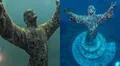 Buzos italianos limpian estatua del Cristo del Abismo ubicada en las profundidades del mar Mediterráneo