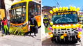 Empresa de transporte en Cusco celebra aniversario con cobrador y chofer disfrazados de ‘Batman y Robin’