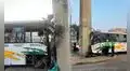 Bus de la empresa La Roma chocó contra estación de Línea 1 del tren en San Juan de Lurigancho: cobrador quedó atrapado en vehículo