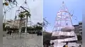 Árbol de Navidad instalado en la plaza principal de Chiclayo genera indignación y rechazo entre los vecinos: "Parece papel higiénico en un tubo"