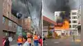 Gigantesco incendio código 4 en almacén a metros de un grifo moviliza al menos 19 unidades de bomberos en el Rímac