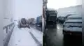 Fuerte nevado bloquea la Carretera Central en Ticlio y varios vehículos quedan varados