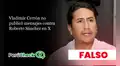Es falsa la publicación atribuida a Vladimir Cerrón sobre Roberto Sánchez: proviene de una cuenta parodia