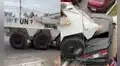 Tanqueta de la ONU provoca aparatoso choque en Chorrillos: blindado destruye auto y derriba postes