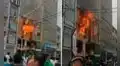 Fuerte incendio consume vivienda cerca a galerías en Gamarra: al menos 9 unidades atienden la emergencia