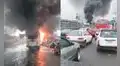 Incendio de bus de transporte público genera fuerte tráfico en av. Caquetá y moviliza 4 unidades de bomberos en San Martín de Porres