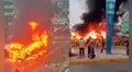 Incendio de bus de transporte público genera fuerte tráfico en av. Caquetá y obstruye vía exclusiva del Metropolitano