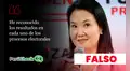 Es falso que Keiko Fujimori haya reconocido los resultados en todos los procesos electorales