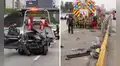 Accidente en Vía Expresa: auto choca con guardavía y termina destruido cerca de la estación Canadá del Metropolitano
