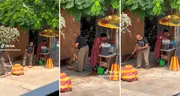 Adultos mayores dan el ejemplo y trabajan vendiendo chicha morada pese a su edad
