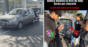 Señora furiosa le reclama a streamer Sacha por chocar su carro con su moto: "Ustedes manejan como **"