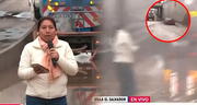 Vehículo pasa a toda velocidad en VES y moja a periodista que informaba sobre aniego por intensas lluvias