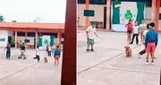Perrito callejero es captado jugando 'Lingo' con niños y usuarios bromean: "El también quiere saltar"