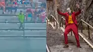¡El Joker vendedor de cervezas! Baila como el popular villano de Ciudad Gótica en la Liga MX [VIDEO]