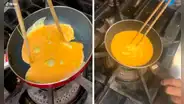 Chef enseña con simple técnica cómo armar una hermosa rosa con palillos y una tortilla de huevo [VIDEO]