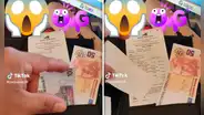 Mozo muestra decepcionado los billetes sin valor que cliente le dejó como propina: “Se pasó”