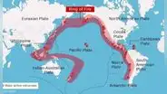 ¿Qué sucede en el Cinturón de Fuego del Pacífico, donde 22 volcanes están en erupción?