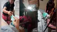 Su mamá no quería una perrita, pero ahora hasta le confecciona un vestido a su mascota