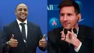 Lionel Messi recibe como regalo la camiseta firmada de Roberto Carlos