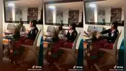 Joven realizaba una exposición y su gatito pensó que iba a jugar con él