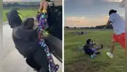 Niño viste un curioso disfraz de extraterrestre que parece estar ‘secuestrándolo’