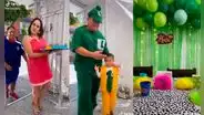 Joven celebra su cumpleaños e invitados se disfrazan como la familia P. Luche
