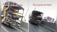 Autobús captó toda la atención de las personas tras ir por las calles de Lima con la carrocería destruida