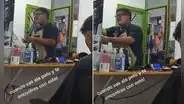 Barbero sorprende con su talento para el canto mientras atiende a un cliente