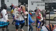 Turistas sorprenden con animado baile junto a danzantes enmascarados por fiestas del Cusco