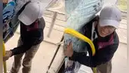 Peruano intenta subir su colchón al bus y le preguntan si lo botaron de su casa