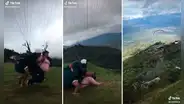 Parapentistas novatos cometen error durante despegue y divertida escena se viraliza en redes