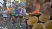 Hombre causa polémica por grabarse echando ron a los vasos de los corredores de una maratón