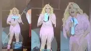 Yuri tiene inesperada reacción al notar que una cucaracha se le subió en pleno concierto