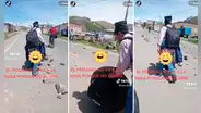 ¡Ingenio peruano! Hombre varado por manifestaciones traslada su pesado equipaje en una rueda