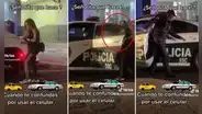 Mujer se distrae con el celular y termina dentro de un patrullero luego de pensar que era su taxi