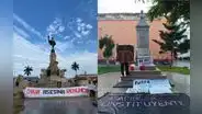 Trujillo: plaza de Armas y principales parques amanecieron con letreros de rechazo al Gobierno