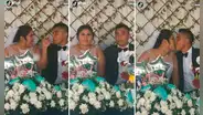 Captan a recién casados discutiendo en plena boda, pero sonríen y se dan beso para la cámara