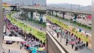 Miles de manifestantes marchan desde San Juan de Lurigancho hacia el Centro de Lima