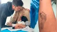 'Gato' Cuba enternece las redes al estamparse el pie de su hija con Ale Venturo en el brazo