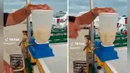 Licuadora playera: emprendedora utiliza artefacto que tritura la fruta sin electricidad