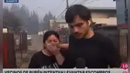 Periodista tuvo admirable gesto con damnificada de incendio en Chile que rompió en llanto